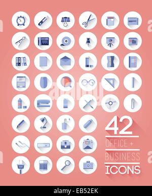Office and business icons on white circles Stock Vector