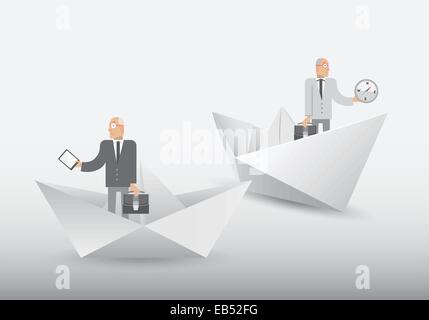 Businessmen standing in origami shapes Stock Vector