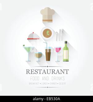 Food and drinks icons with text Stock Vector