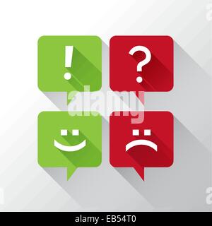 Speech bubbles with punctuation and emoticons Stock Vector