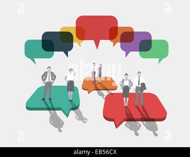 Business people standing on speech bubbles Stock Vector