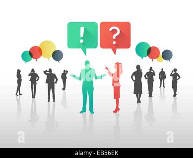 Business people asking and answering questions in speech bubbles Stock Vector