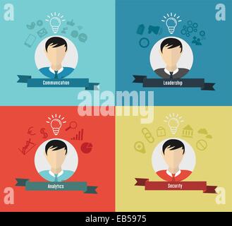 Business qualities with profiles icons Stock Vector