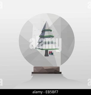 Fir tree in snow globe vector Stock Vector
