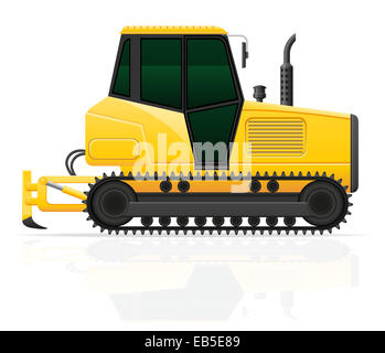 caterpillar tractor with plow illustration isolated on white background Stock Photo