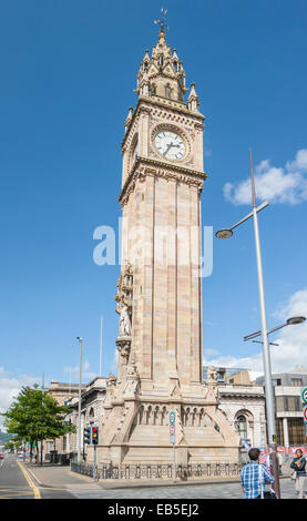 Belfast, Northern Ireland - Aug 19, 2014: Belfast Clock tower - Prince Albert Memorial Clock at Queen's Square in Belfast, North Stock Photo