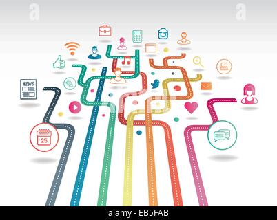 Colourful app icons with lines Stock Vector