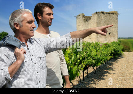 Vintner visiting the winery Stock Photo