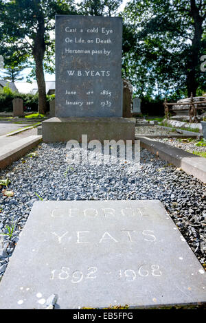 William Butler and George Yeats tomb in Drumcliff, Co. Slico, Ireland Stock Photo
