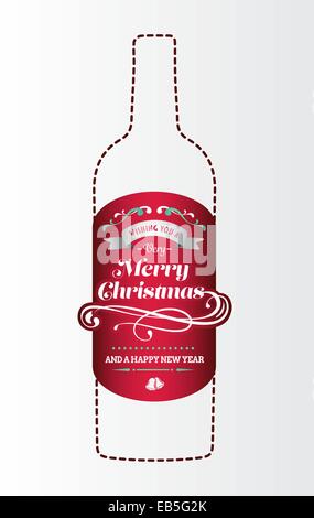 Merry christmas vector with text on bottle Stock Vector