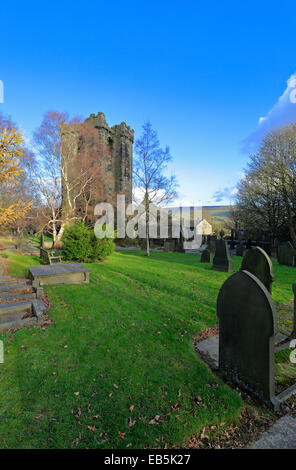 Ruins of St Thomas a Becket Church, Heptonstall, West Yorkshire, England, UK. Stock Photo
