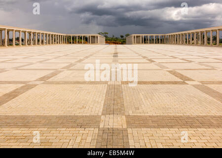 Dramatic image of the square in front of the Basilica of the Immaculate Conception of the Virgin Mary in Mongomo, Equatorial Gui Stock Photo