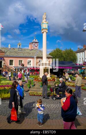 People enjoying Carlisle Continental Market. Carlisle Town Centre, Carlisle, Cumbria, England, UK. Stock Photo