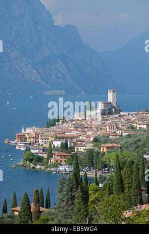 Castello Scaligero and lakeside town of Malcesine Lake Garda Italy Stock Photo