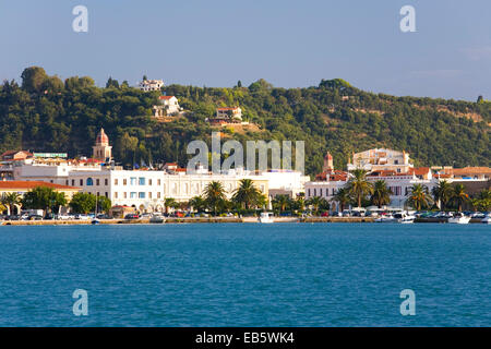 Zakynthos Town, Zakynthos, Ionian Islands, Greece. View across harbour to the waterfront. Stock Photo