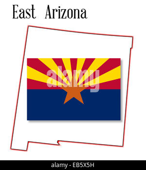 Outline map of the state of Arizona on a white background with map inset Stock Photo