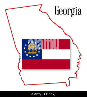 State map outline of Georgia over a white background with map inset Stock Photo