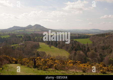 The Eildons from Scotts View, near Melrose Stock Photo