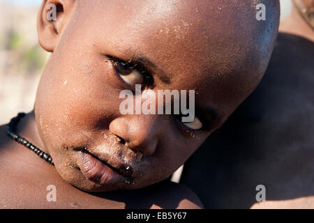 Portrait of Himba Child - Damaraland - Namibia, Africa Stock Photo