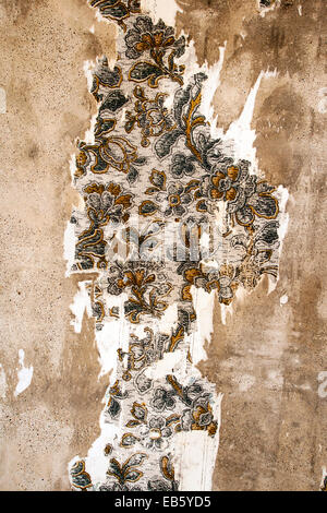 Peeling Wallpaper Patterns in Kolmanskop Ghost Town - Luderitz, Namibia, Africa Stock Photo