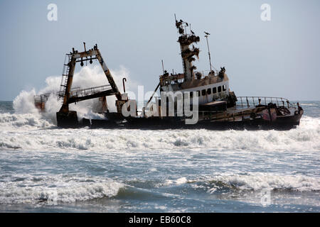 Shipwreck Zeila on Skeleton Coast - North of Swakopmund, near Henties Bay, Namibia, Africa