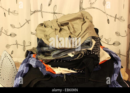 A pile of clothes to be ironed Stock Photo