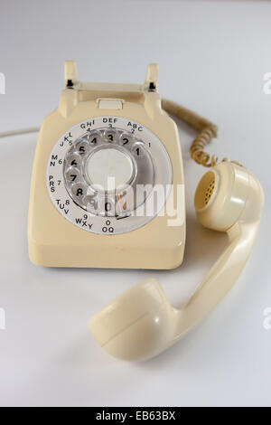 Old fashioned rotary dial telephone. Stock Photo