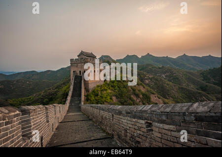The morning in Great Wall of JinShanling, Hebei of China Stock Photo