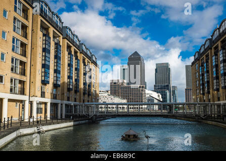 Late afternoon shot of Canary Wharf taken from the south side of the River Thames in Rotherhithe. Stock Photo