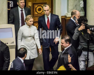 Kiev, Ukraine. 27th Nov, 2014. Yulia Tymoshenko led faction of the party Fatherland -- Today, November 27, 2014, opened the first session of the Verkhovna Rada of the eighth convocation. The newly elected members of parliament are determined to build a coalition that day, for the consideration of which immediately to nominate a new prime minister, and start the process of formation of the government. s parliament. Credit:  Igor Golovnov/Alamy Live News Stock Photo