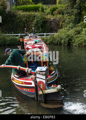 vintage english narrow boat Birdswood on the Cromford Canal,near Matlock,Derbyshire, UK vintage english narrow boat Birdswood on the Cromford Canal,near Matlock,Derbyshire, UK