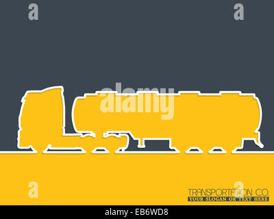 Truck company advertising background design with tanker truck silhouette Stock Photo