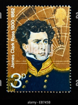 Postage stamp. Great Britain. Queen Elizabeth II. British Polar Explorers. 1972. SirJames Clark Ross 1800-1862. 3p. Stock Photo