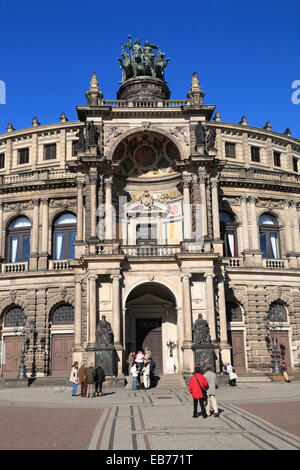 Semperoper, Semper oper house entrance,  Dresden, Saxony, germany, Europe Stock Photo