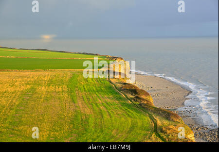 Coastal Marine scape from Nash Point Lighthouse in South Glamorgan Wales UK  looking  Eastward, Stock Photo