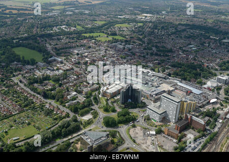 Aerial view of Basingstoke Town centre showing Festival Place Churchill ...