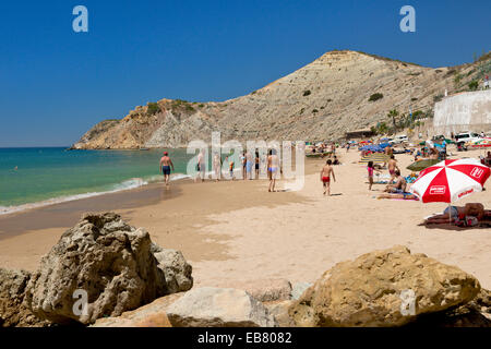 Portugal; Algarve; Burgau beach in summer Stock Photo