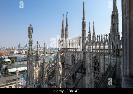 Italy, Milan, view of the city center palaces from the rooftop of the Duomo cathedral Stock Photo