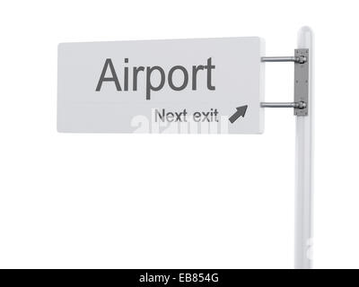 image of 3d renderer Illustration. Highway Sign, the next exit airport. Isolated on white background. Stock Photo