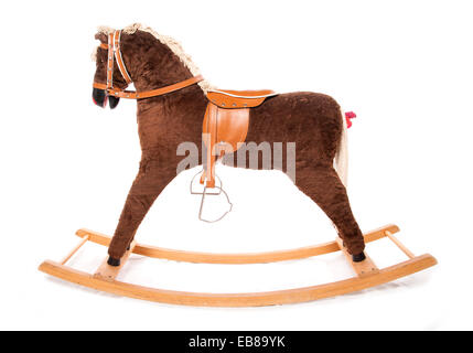 brown rocking horse studio cutout Stock Photo