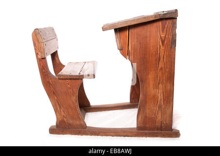 old vintage school desk and chair cutout Stock Photo