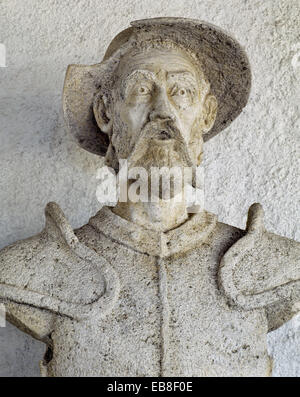 Don Quixote. Sculpture in the Medrano cave. Argamasilla de Alba. Spain. Stock Photo