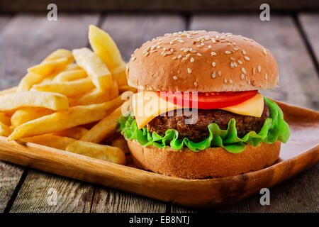 mini burger with French fries Stock Photo