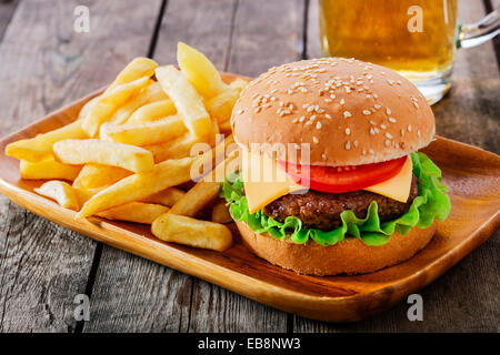 mini burger with French fries Stock Photo