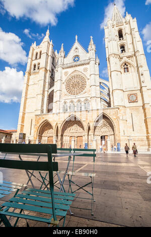 Cathedral of Leon, Way of St. James, Leon, Spain Stock Photo