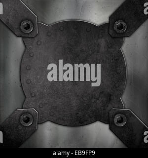 Abstract background with a grunge metal effect with screws and rivets Stock Photo