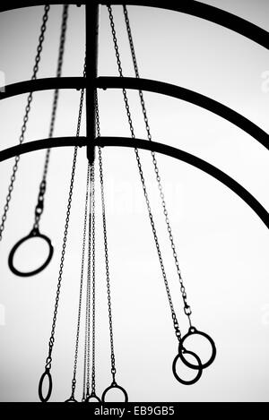 Gymnastic Rings on the beach, Santa Monica Beach, Santa Monica, Los Angeles County, California, USA Stock Photo