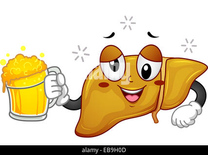Mascot Illustration Featuring a Drunk Liver Stock Photo