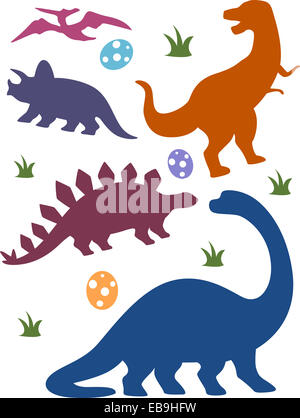 Illustration Featuring Silhouettes of Different Dinosaurs Stock Photo