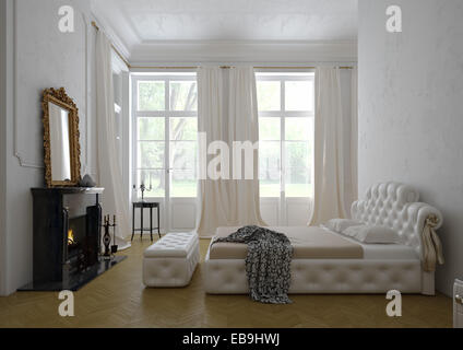 modern luxury  bedroom interior. 3D rendering Stock Photo